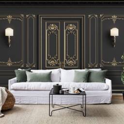 3D Molding Wallpaper Mural, Black Wall Art, Peel & Stick - thumbnail 2