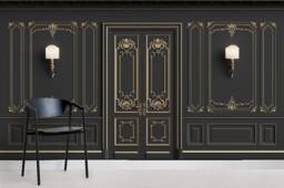 3D Molding Wallpaper Mural, Black Wall Art, Peel & Stick - thumbnail 1