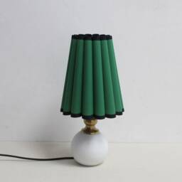 Handmade Scallop Green Fabric Table Lamp With White Ceramic Base-18# - thumbnail 2