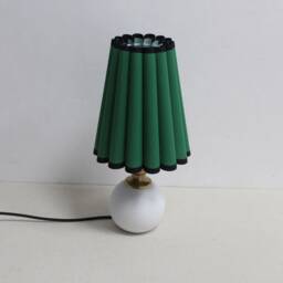 Handmade Scallop Green Fabric Table Lamp With White Ceramic Base-18# - thumbnail 3