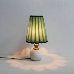 Handmade Scallop Green Fabric Table Lamp With White Ceramic Base-18# - thumbnail 4