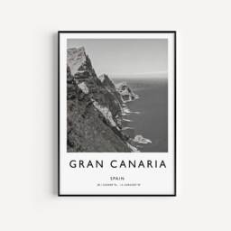 Gran Canaria Print Black & White Vintage Spain Travel Poster - thumbnail 2