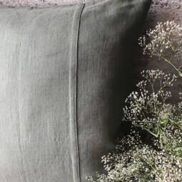 Set Of 2, 4 & 6 Stonewashed Linen Pillow Cases in Forest Green With Decorative Seam/Linen Cushion Covers Hidden Zipper/ - thumbnail 2