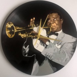 Louis Armstrong Painted Retro Vinyl Record Clock, . Wall Clock . Gift For Music Lover - thumbnail 2
