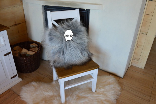 Gray Sheepskin Cushion - Scandinavian Natural Fur Pillow, Soft Fluffy Decor - 40x40-50x50 cm - image 1