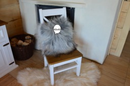 Gray Sheepskin Cushion - Scandinavian Natural Fur Pillow, Soft Fluffy Decor - 40x40-50x50 cm