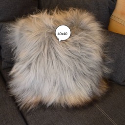 Gray Sheepskin Cushion - Scandinavian Natural Fur Pillow, Soft Fluffy Decor - 40x40-50x50 cm - thumbnail 2