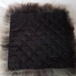 Gray Sheepskin Cushion - Scandinavian Natural Fur Pillow, Soft Fluffy Decor - 40x40-50x50 cm - thumbnail 3