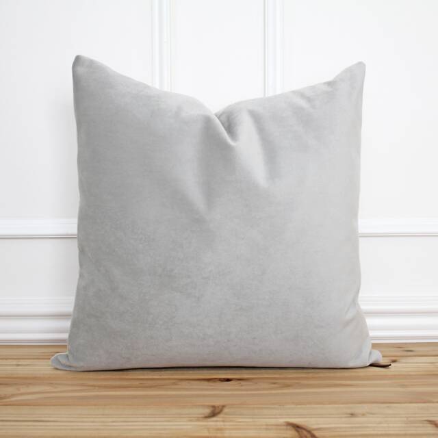 Gray Velvet Pillow Cover Light Throw Velour Designer 20x20 Grey Decorative - Stormy - image 1