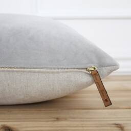 Gray Velvet Pillow Cover Light Throw Velour Designer 20x20 Grey Decorative - Stormy - thumbnail 2