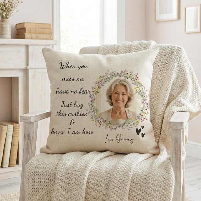 Personalised Memorial Cushion, Custom Photo Remembrance Pillow, Loss Of Mum, Dad, Grandparent, Friend Gift - image 1