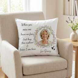 Personalised Memorial Cushion, Custom Photo Remembrance Pillow, Loss Of Mum, Dad, Grandparent, Friend Gift - thumbnail 2