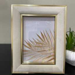 Neutral Velvet Photo Frame With Gold Edged Picture For Tabletop Or Shelf Display Soft Finish Home Decorative - thumbnail 2