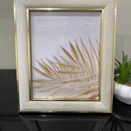Neutral Velvet Photo Frame With Gold Edged Picture For Tabletop Or Shelf Display Soft Finish Home Decorative - thumbnail 3