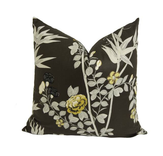 Scalamandre - Jardin De Chine Espresso Grand Floral Chinoiserie Designer Cushion Cover Handmade Throw Pillow Luxury Home Decor - image 1