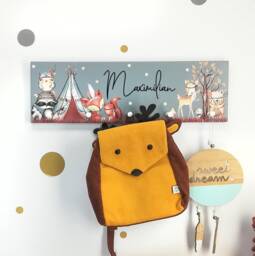 Children's Wardrobe, Children's Sibling Christening Gift, Wardrobe With Name, Coat Hooks As A Gift For Children