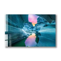 Ice Blue Stone Canyon With Colorful Sky - Tempered Glass Wall Art Printing - thumbnail 1