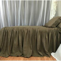 Cedar Dark Brown Linen Bedspread, Available in Twin, Full, Queen, King, Calif. 30 Inches Drop Or Custom Length - thumbnail 2