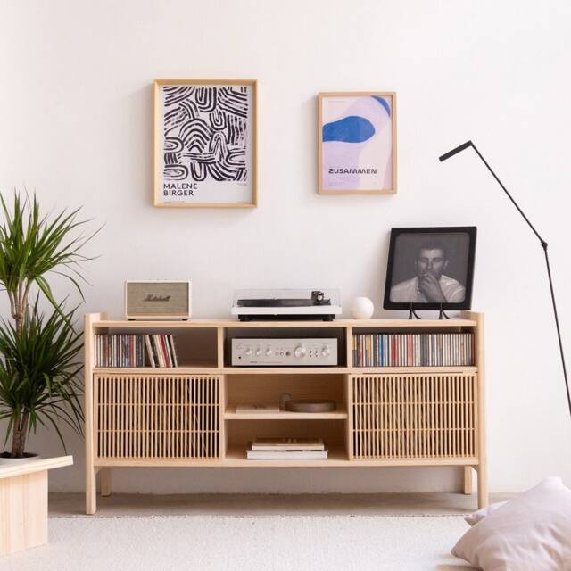 Turntable Stand, Solid Wood Vinyl Record Storage - Bassa - image 1