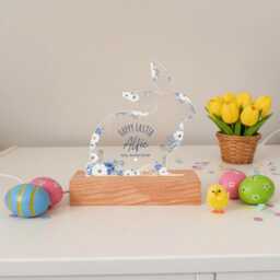 Personalised Easter Gift With Name - Bunny Led Acrylic Plaque Night Light - thumbnail 3