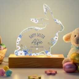 Personalised Easter Gift With Name - Bunny Led Acrylic Plaque Night Light