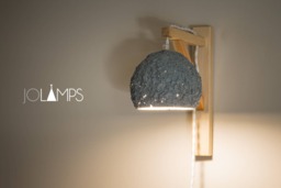Paper Mache Lamp, Wood Light, Hanging Wall Paper Industrial Pulp Eco Friendly, Minimal, Grey - thumbnail 1