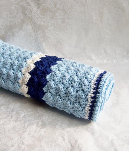 Crochet Baby Blanket - Choose Size & Color, For Boys, Blue Blanket - image 1