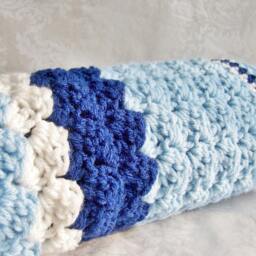 Crochet Baby Blanket - Choose Size & Color, For Boys, Blue Blanket - thumbnail 3