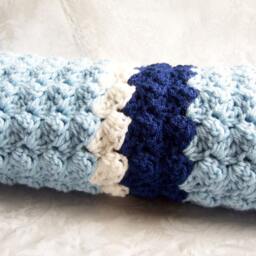 Crochet Baby Blanket - Choose Size & Color, For Boys, Blue Blanket - thumbnail 2