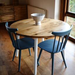 Round Dining Table, Solid Oak On Steel Legs, Choice Of Leg Colours, Gaia Collection - thumbnail 2