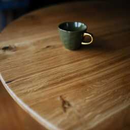 Round Dining Table, Solid Oak On Steel Legs, Choice Of Leg Colours, Gaia Collection - thumbnail 4