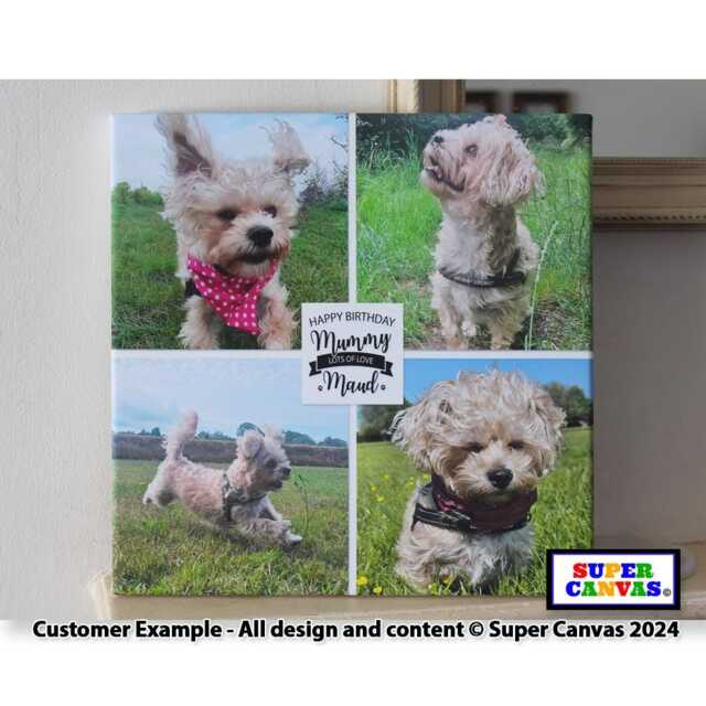 Dog Puppy Custom Pet Portrait 4 Picture Photo Frame Wall Art Framed Canvas Print Personalised Mum New Birthday Gift From - image 1