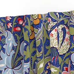 Art Nouveau Curtain Panel - Floral Damask Golden Lily Reproduction Blue Custom Intense By Peacoquettedesigns - thumbnail 3