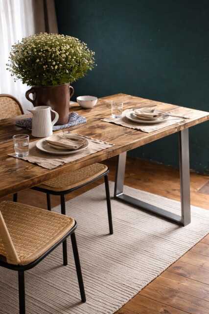 Reclaimed Wood Dining Table With Steel Legs, Space Saving Kitchen - image 1