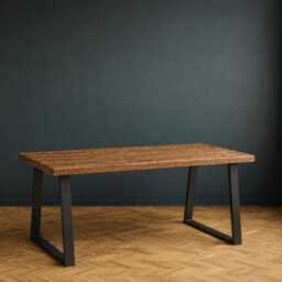 Reclaimed Wood Dining Table With Steel Legs, Space Saving Kitchen - thumbnail 2