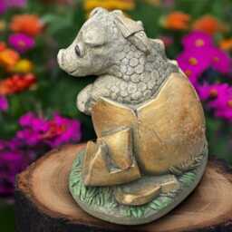 Stone Dragon Statue Concrete Baby Figurine Outdoor Animal Decoratuin Cement Wildlife Ornament Handmade Lover Gift Yard Art - thumbnail 2