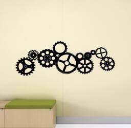 Gears Wall Decal Steampunk Sign Cogs Wheels Kids Children Gift Poster Mural Vinyl Sticker Game Playroom Decor Art Stencil Print G199 - thumbnail 1