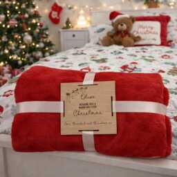 Personalised Baby Blanket With Wooden Gift Tag For Christmas , Embroidered, Personalized Baby Gift - thumbnail 1