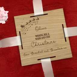 Personalised Baby Blanket With Wooden Gift Tag For Christmas , Embroidered, Personalized Baby Gift - thumbnail 3