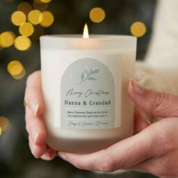 Personalised Christmas Candle Gift For Grandparents Botanical Scented Soy Wax
