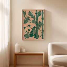 Panda Bamboo Poster, Wildlife Nature Print, Botanical Wall Art, Paper - thumbnail 2