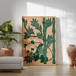 Panda Bamboo Poster, Wildlife Nature Print, Botanical Wall Art, Paper - thumbnail 4
