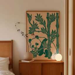 Panda Bamboo Poster, Wildlife Nature Print, Botanical Wall Art, Paper - thumbnail 3