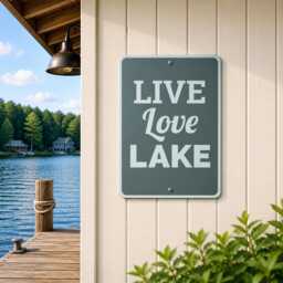 Live Love Lake Metal Sign - Rustic House Decor, Lakeside Wall Art, Gift For Lovers, Cabin Aesthetic - thumbnail 1