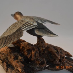 Livanbirds, Duck in Flight, Carved Bird, Art, Duck, Bird Sculpture, Carvings, Waterfowl, Feathers, Gift, Art & Collectables - thumbnail 3