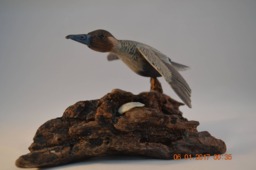 Livanbirds, Duck in Flight, Carved Bird, Art, Duck, Bird Sculpture, Carvings, Waterfowl, Feathers, Gift, Art & Collectables - thumbnail 1