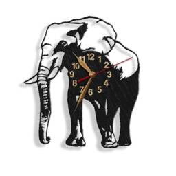 Elephant Large Wooden Wall Clock Non-Ticking 12 Or 18 Inches, Wild Nature Decor - thumbnail 2