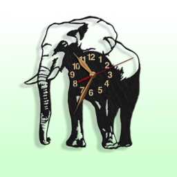 Elephant Large Wooden Wall Clock Non-Ticking 12 Or 18 Inches, Wild Nature Decor - thumbnail 1