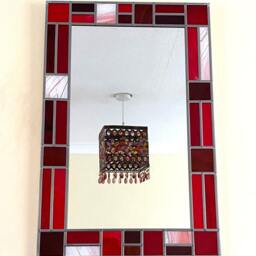 Mondrian Style Red Border Mirror - thumbnail 3