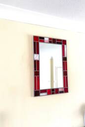 Mondrian Style Red Border Mirror - thumbnail 1